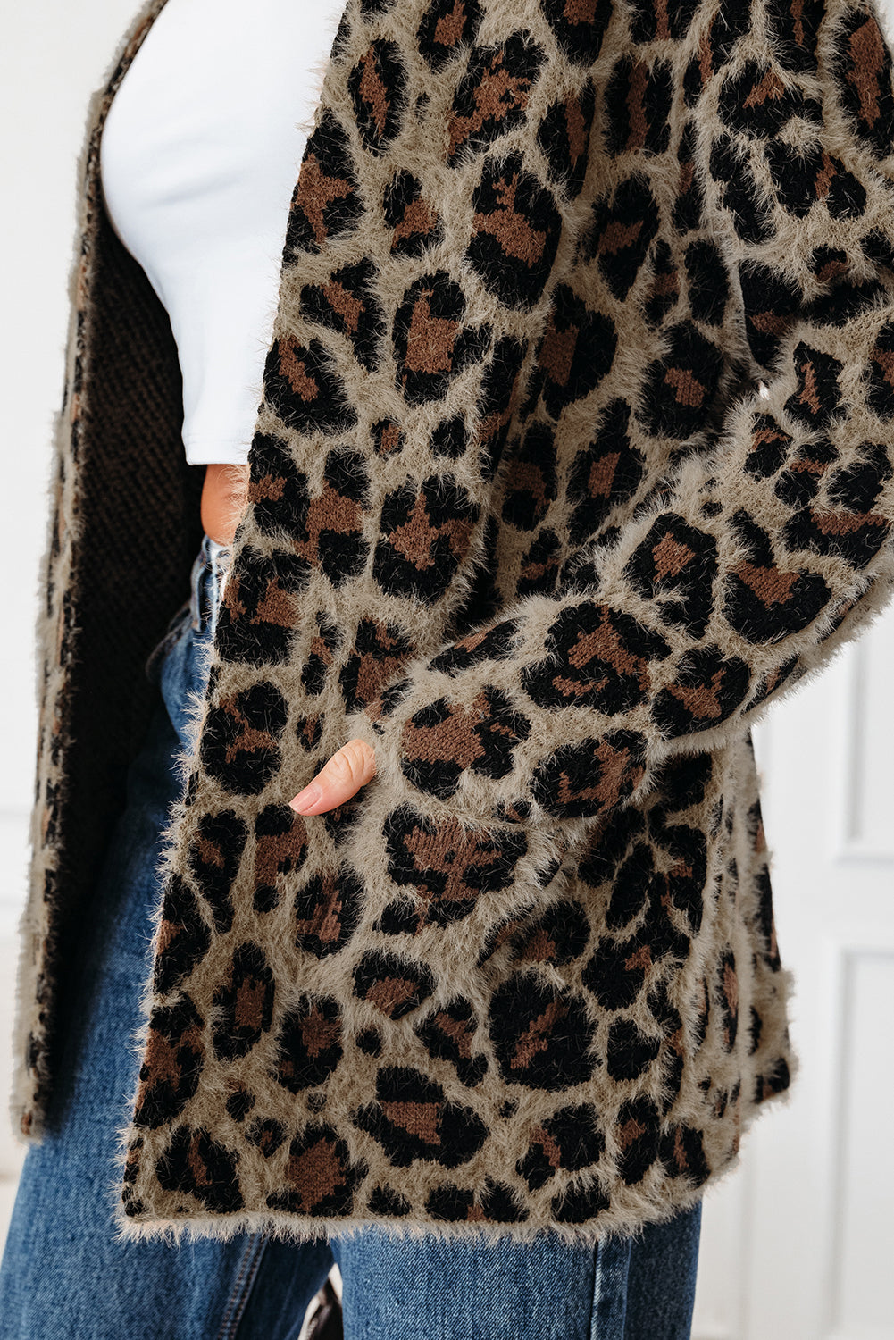 Brown Leopard Open Casual Cardigan