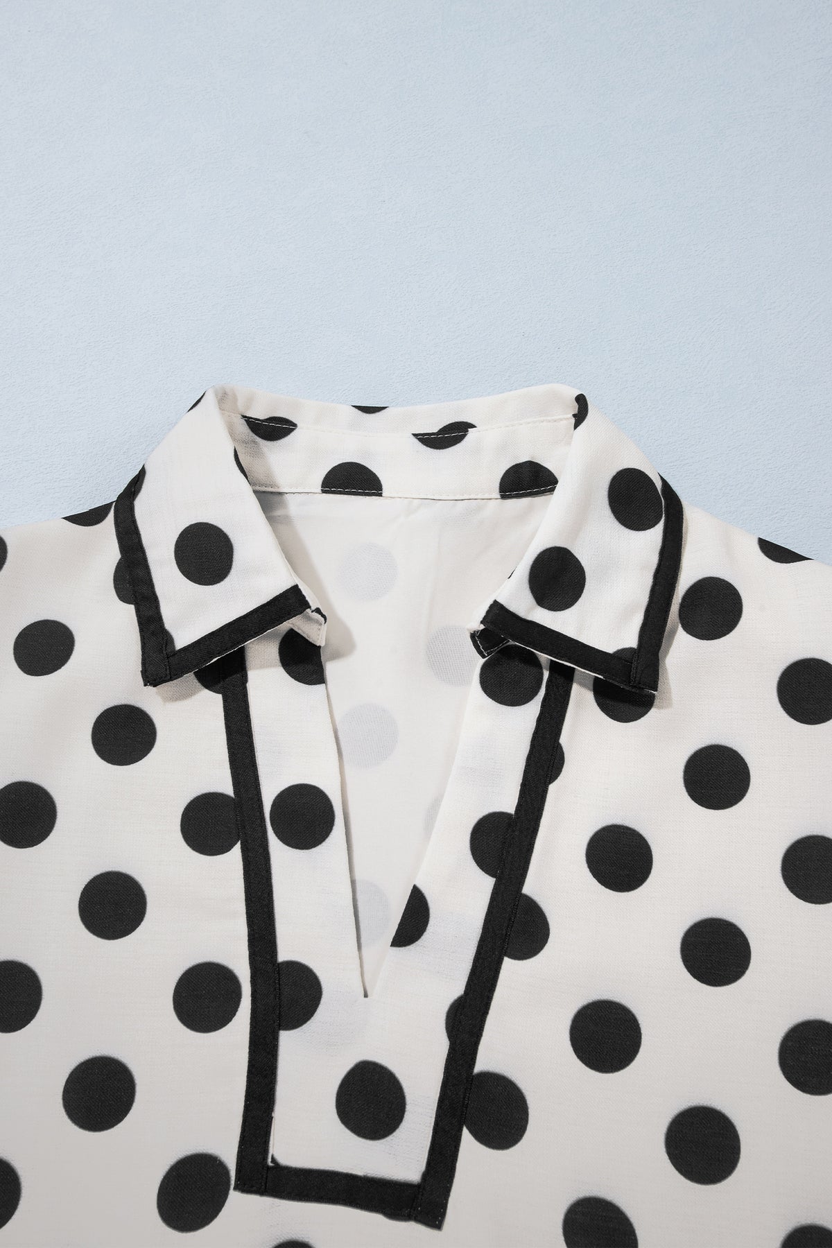 White Polka Dot Half Sleeve Collar V Neck Pocketed Mini Dress