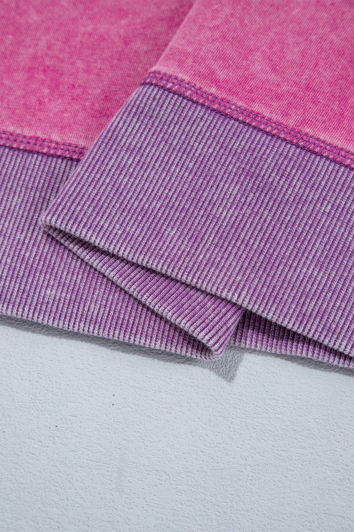 Strawberry Pink Mineral Wash Color Block Trim Top