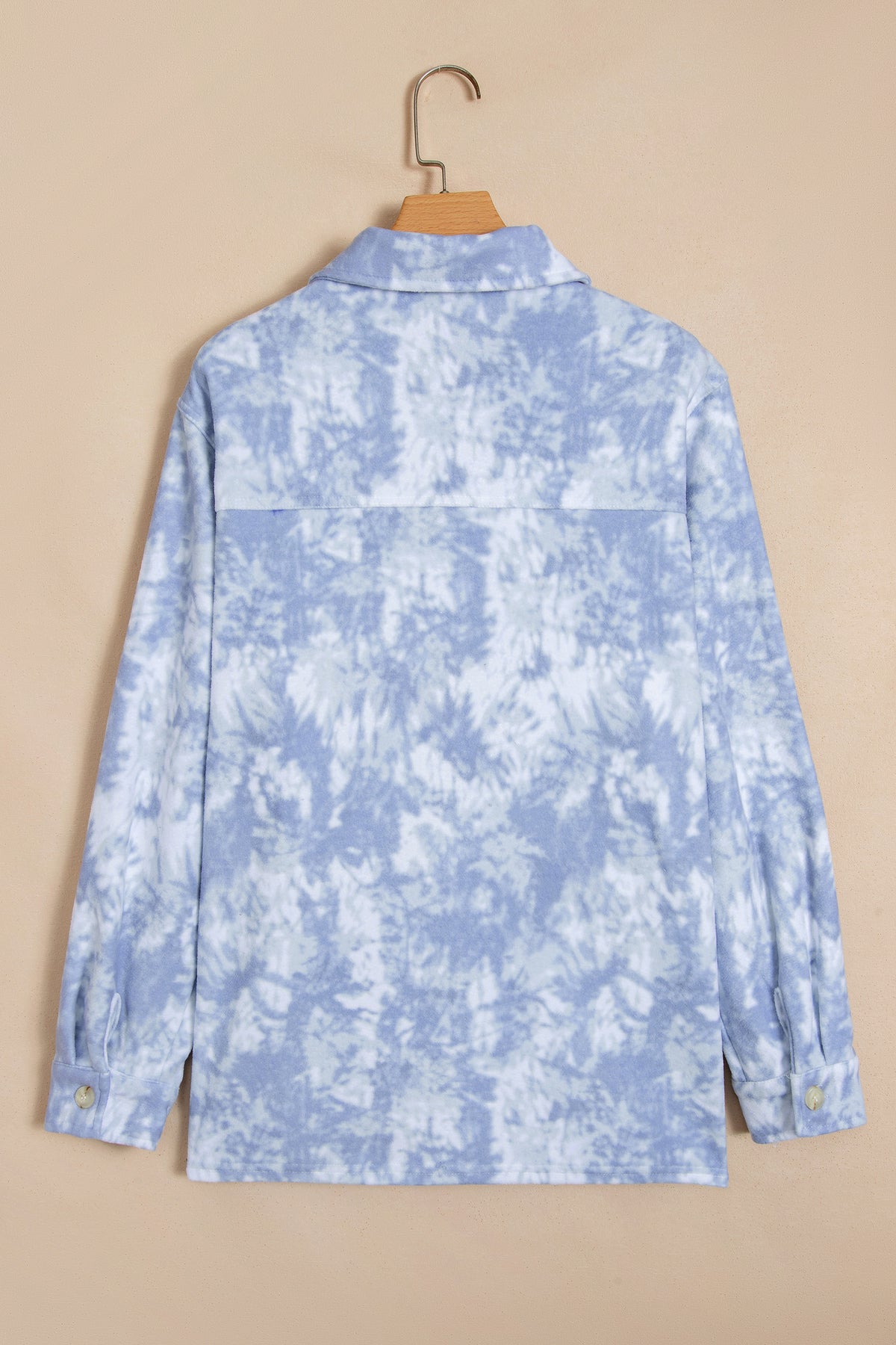 Gray Abstract Print Fuzzy Collar Long Sleeve Patch Pocket Tunic Jacket