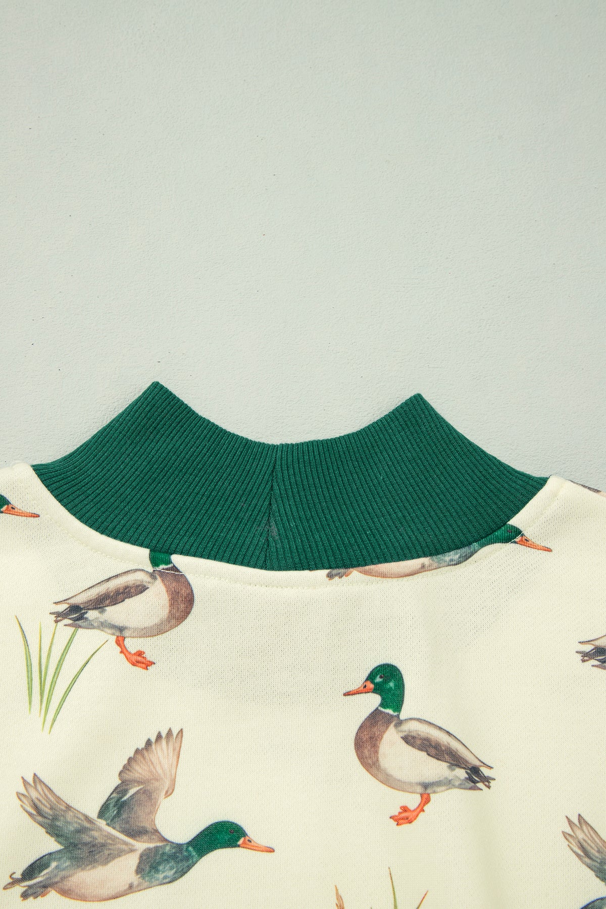 Multicolour Mallard Print Colorblock High Neck Sweatshirt