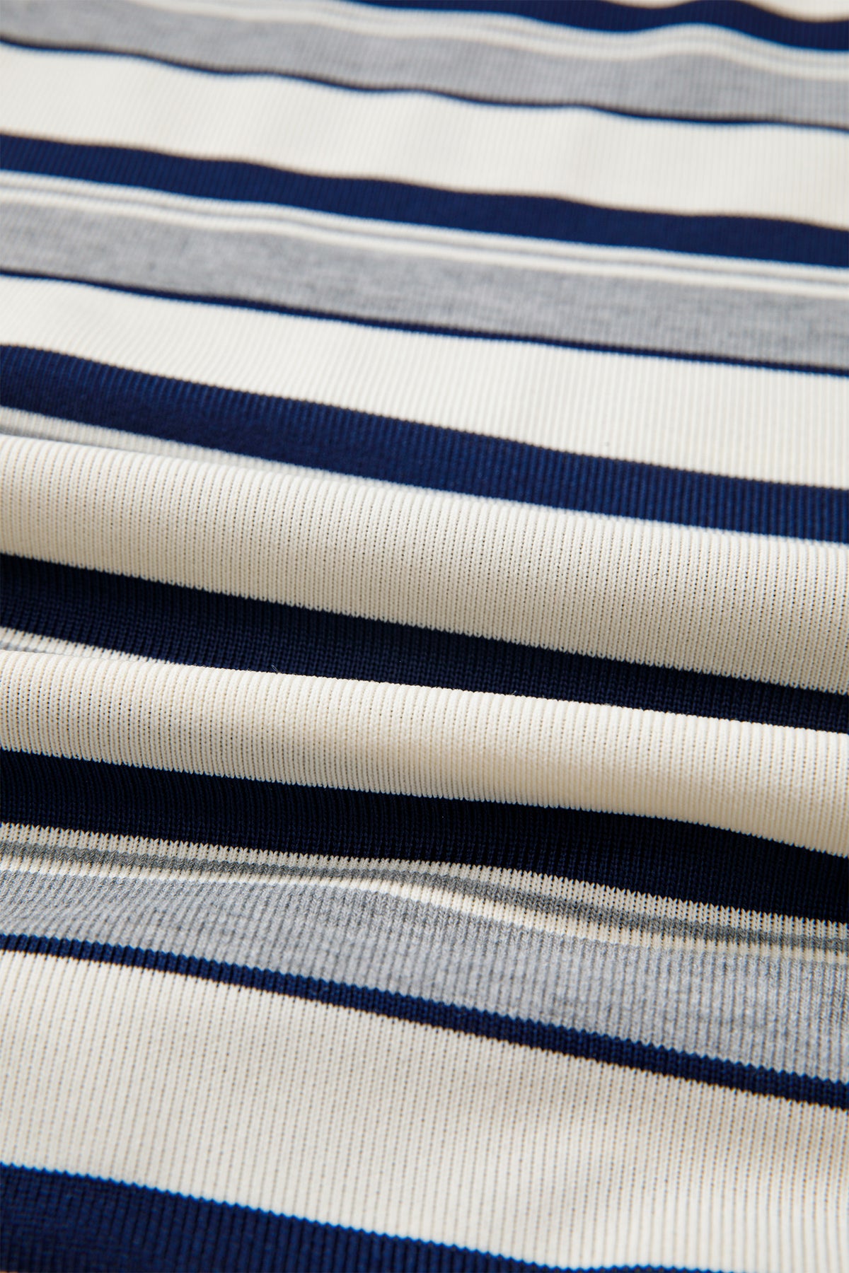 Blue Stripe Striped Ribbed Stand Neck Shift Sweatshirt