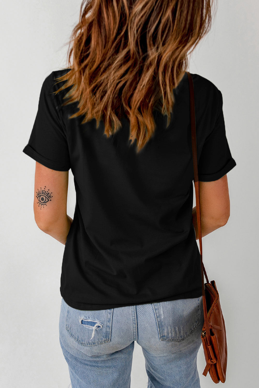 Black Hello Fall Letter Pumpkin Printed Thanksgiving T-Shirt