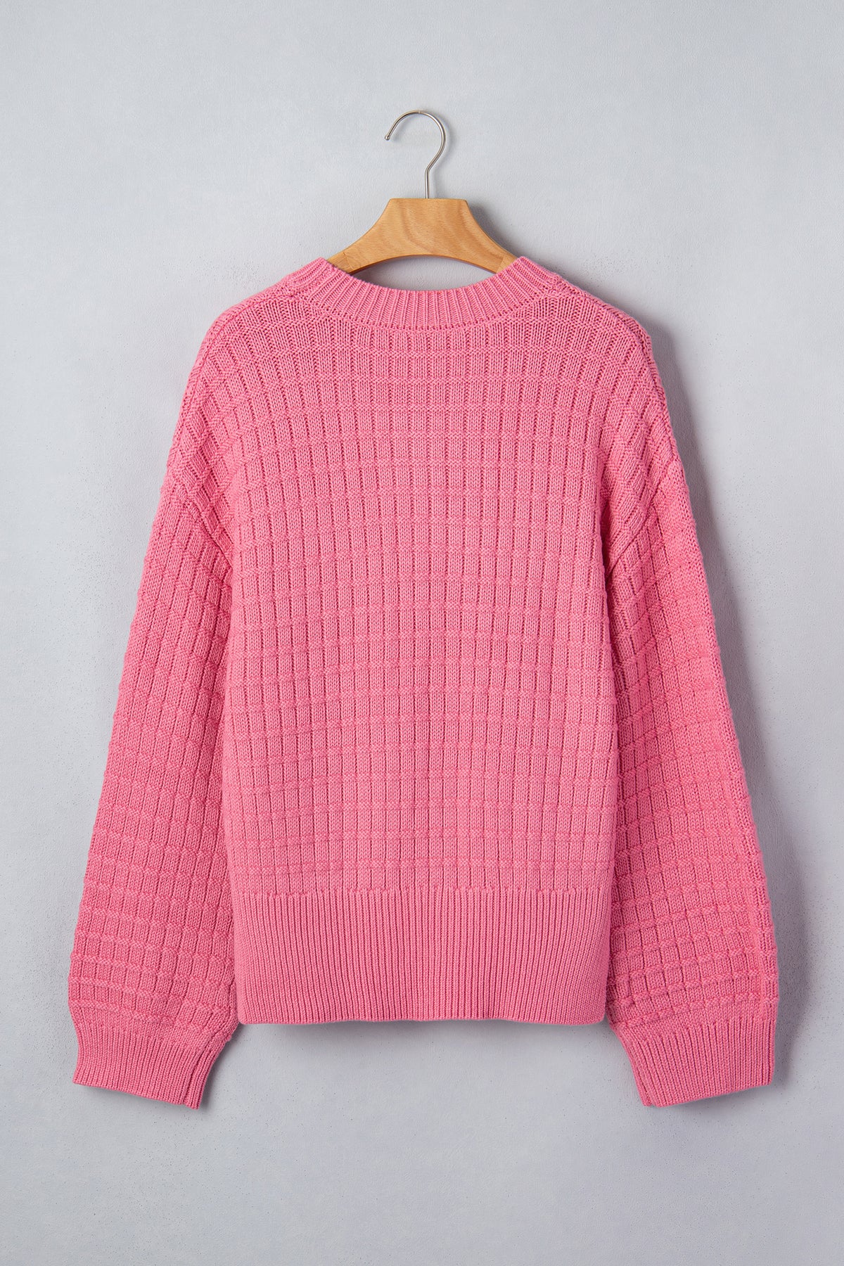 Peach Blossom Drop Shoulder Long Sleeve Knit Sweater