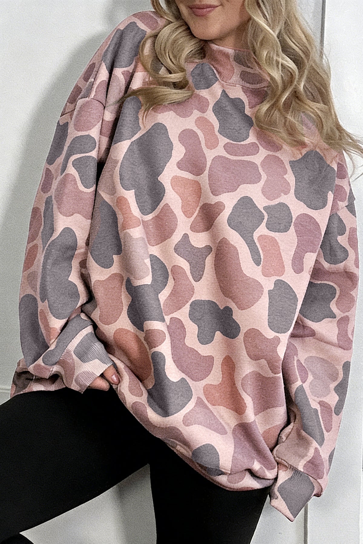 Sky Blue Camouflage Western Style Sweatshirt