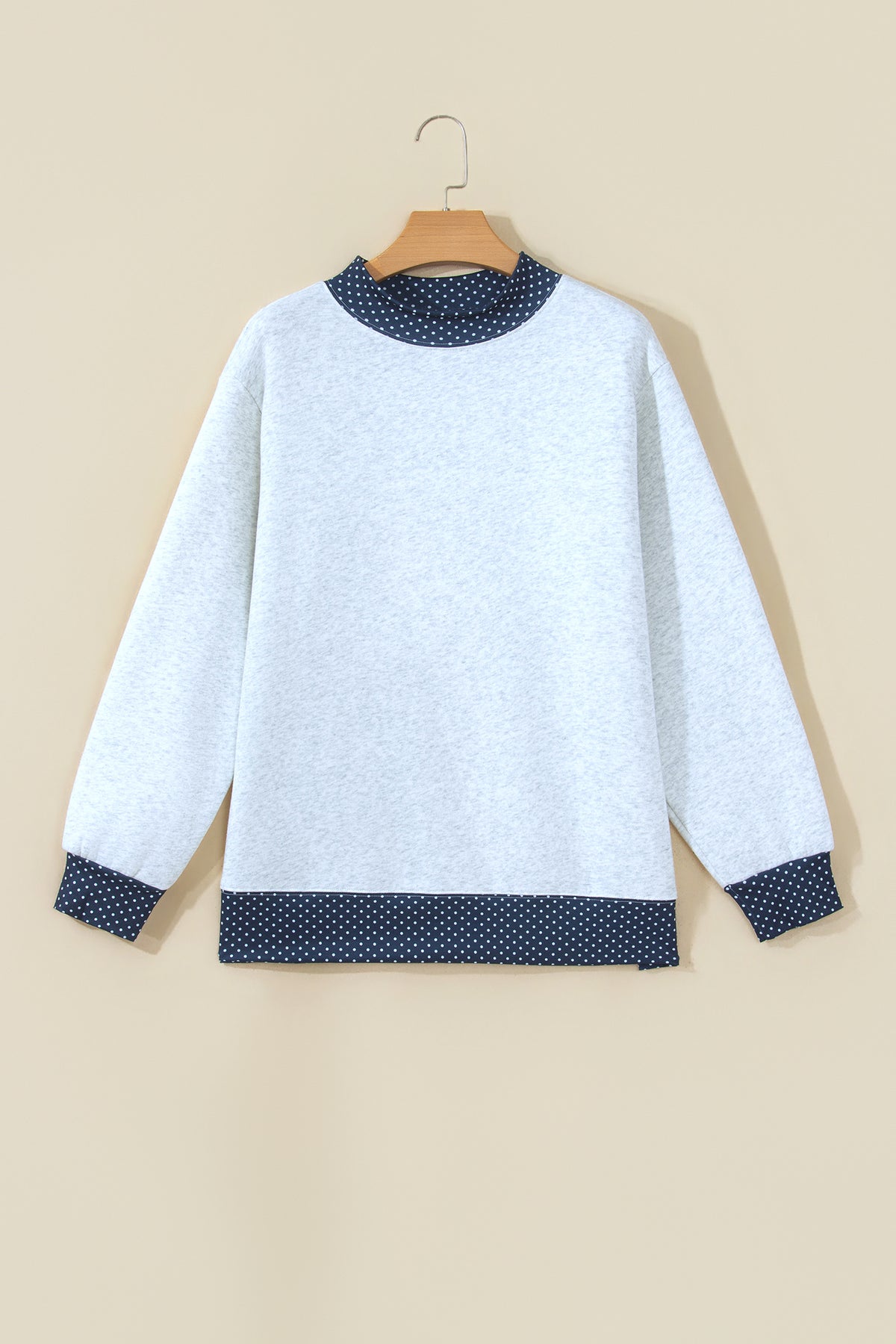 Gray Polka Dot JESUS Contrast Trim Sweatshirt