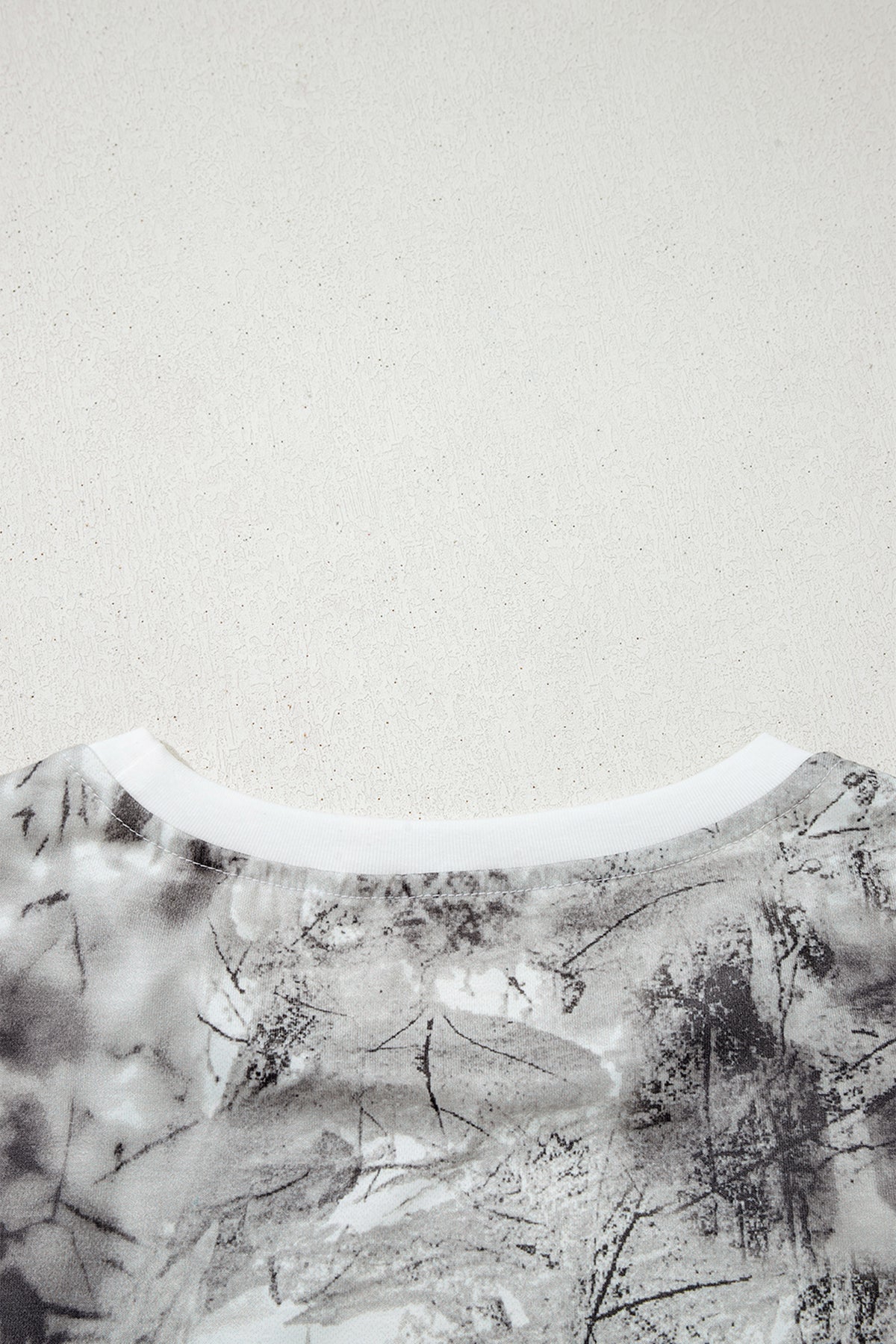Gray Abstract Woodland Print Slim Fitted T Shirt