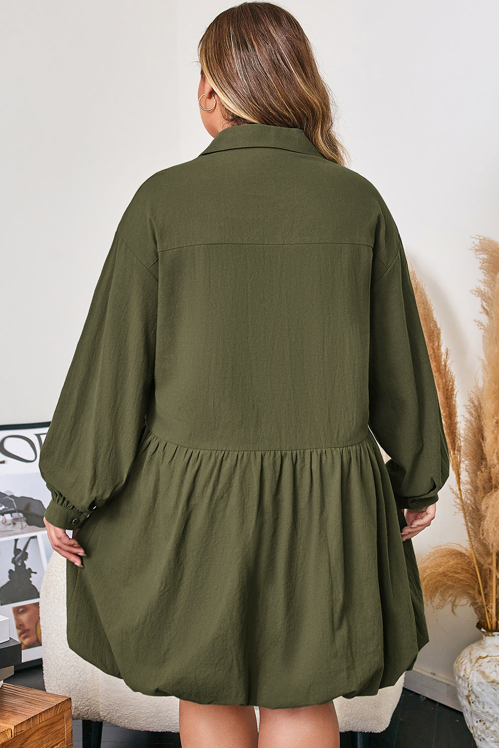 Lucky in Clover Plus Size Cotton Ruffle Mini Dress