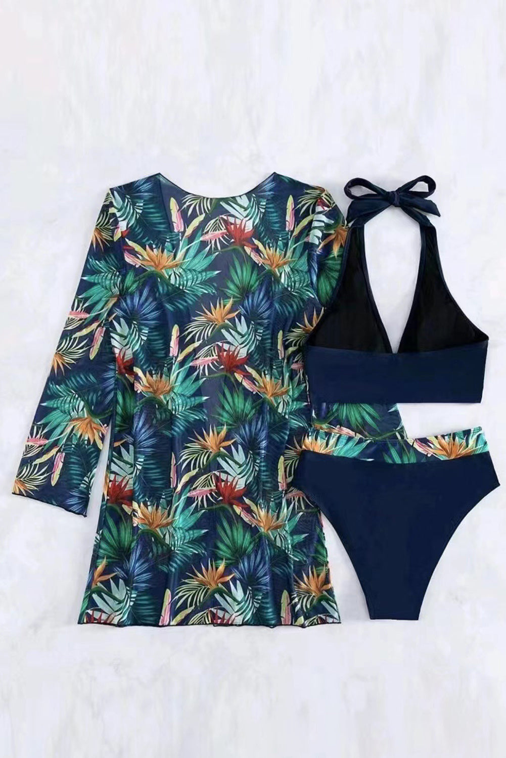 Rose Red Tropical Bikini & Cover-Up Set