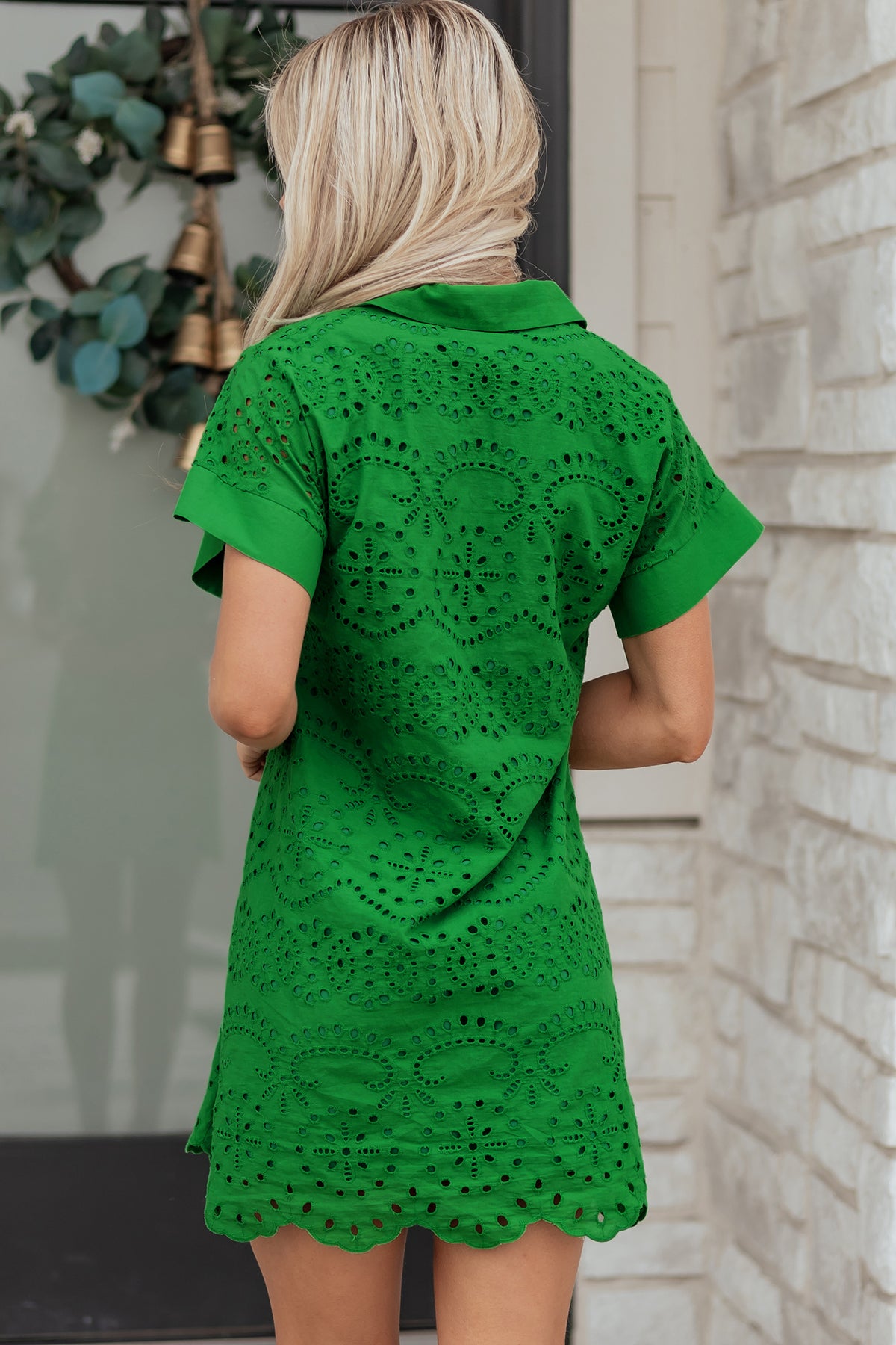 Black Solid Color Eyelet Embroidered T-Shirt Mini Dress
