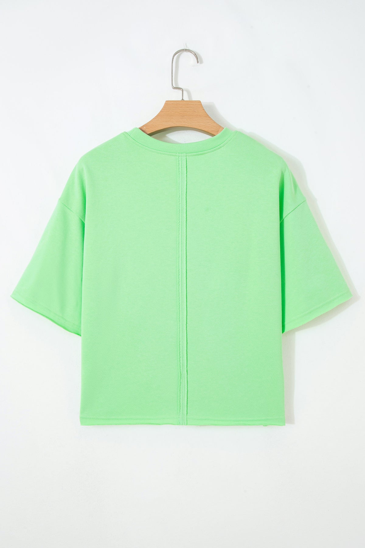 Bright Green Crab Embroidered Patch Round Neck Tee