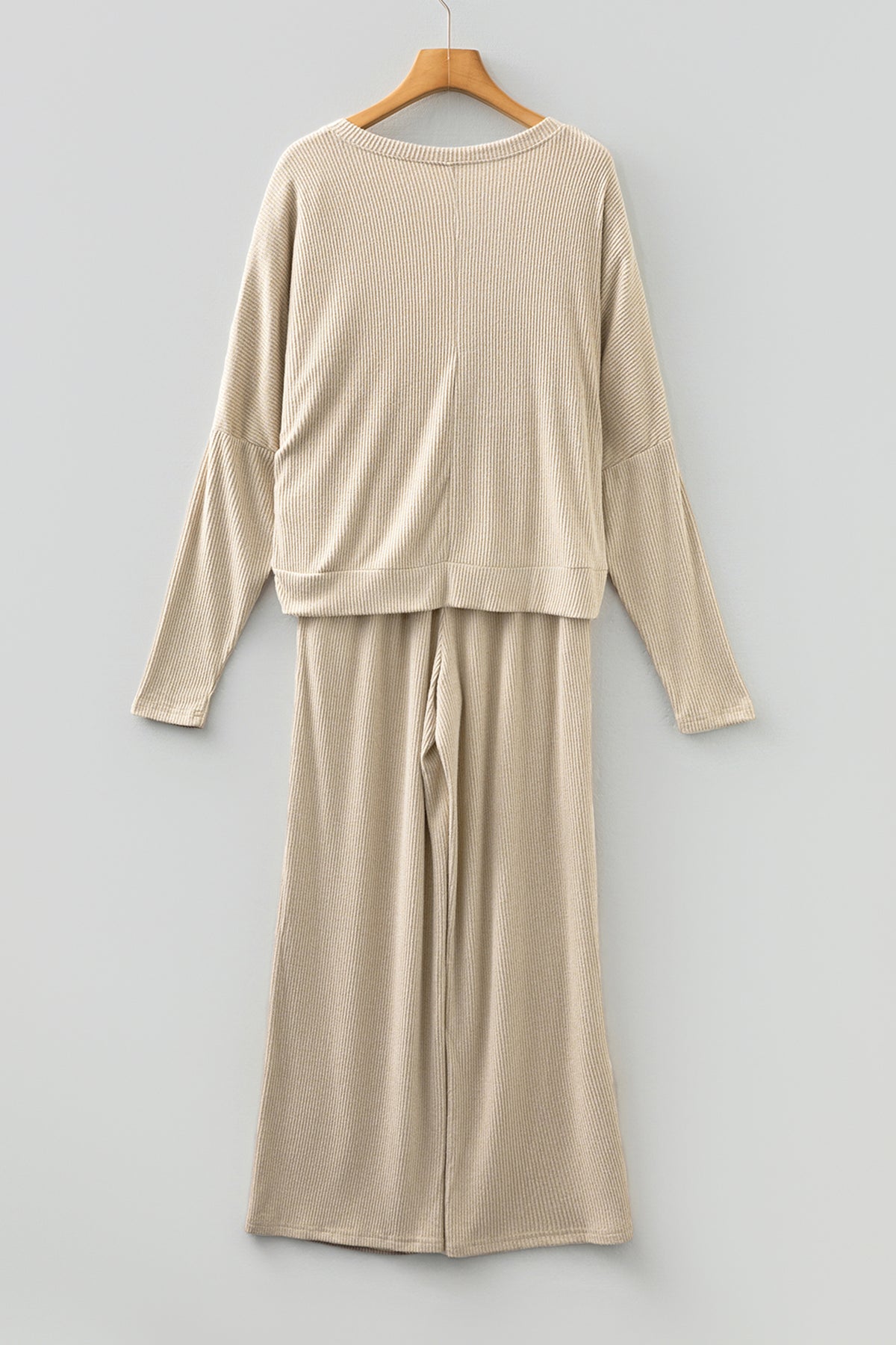 Jet Stream 3D Ribbed V Neck Pullover Drawstring Pants Lounge Set