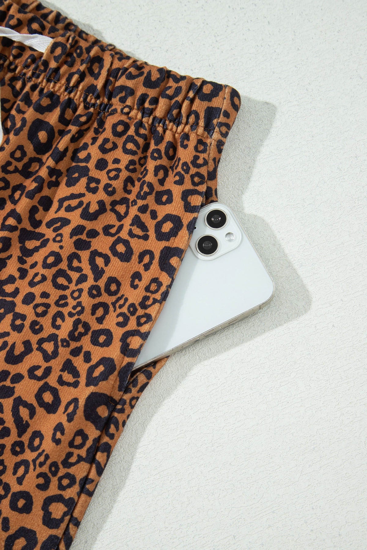 Women's Brown Leopard Print Long-Sleeve Top Relaxed Pants Set