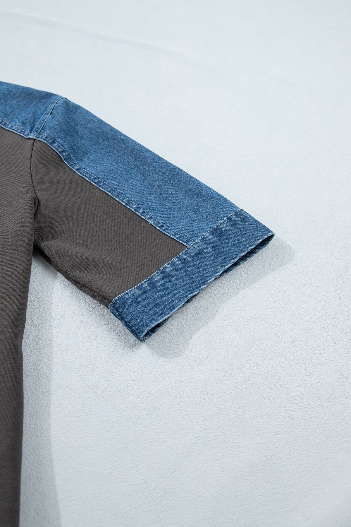Carbon Grey Color Block Denim Patchwork T Shirt Shift Dress
