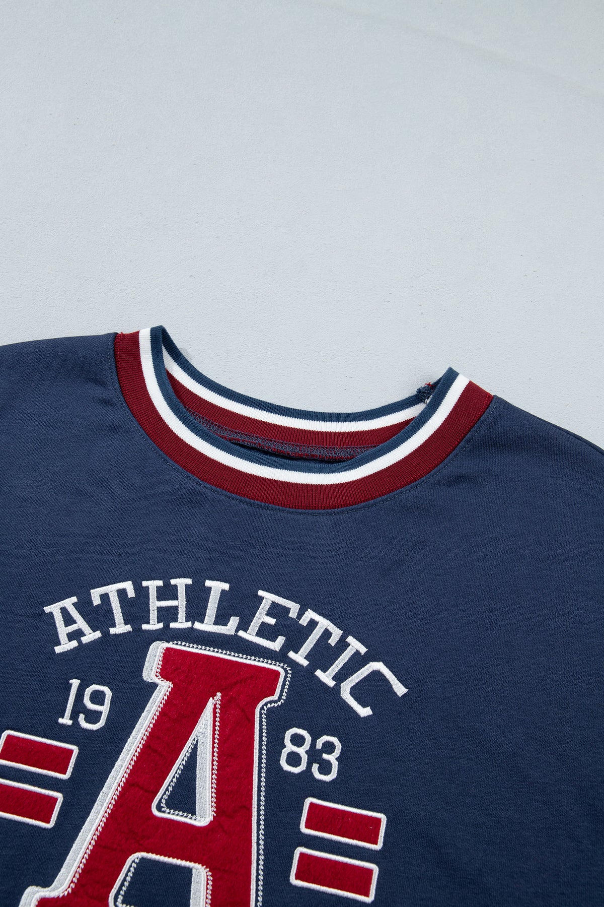 Sail Blue Patchwork Round Neck Sweatshirt
