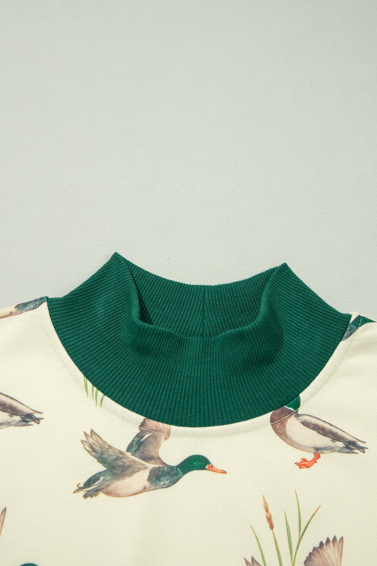 Multicolour Mallard Print Colorblock High Neck Sweatshirt