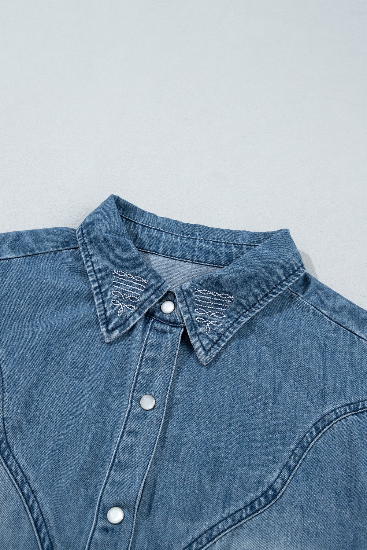 Myosotis Embroidered Western Collar Shirt