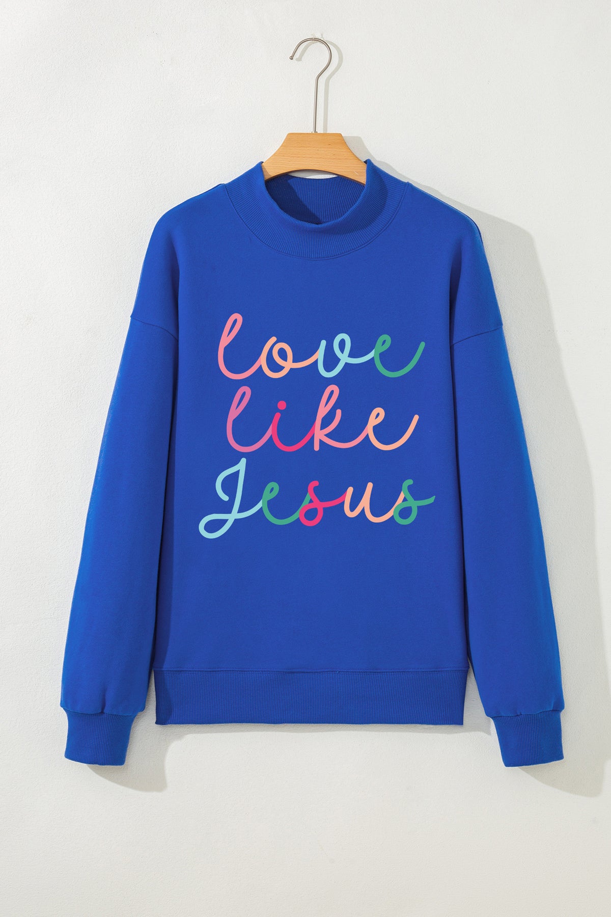 Dark Blue Love Like Jesus Mock Neck Sweatshirt