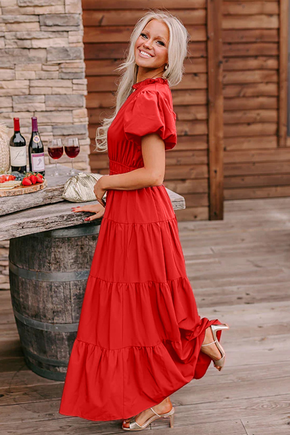 Green V-Neck Maxi Dress