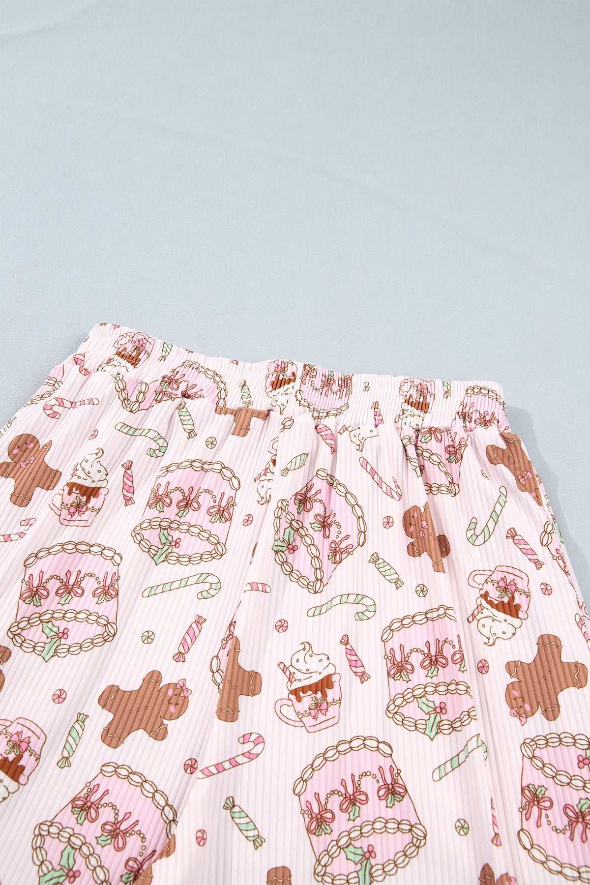 Pink Abstract Christmas Print Long Sleeve Lounge Set
