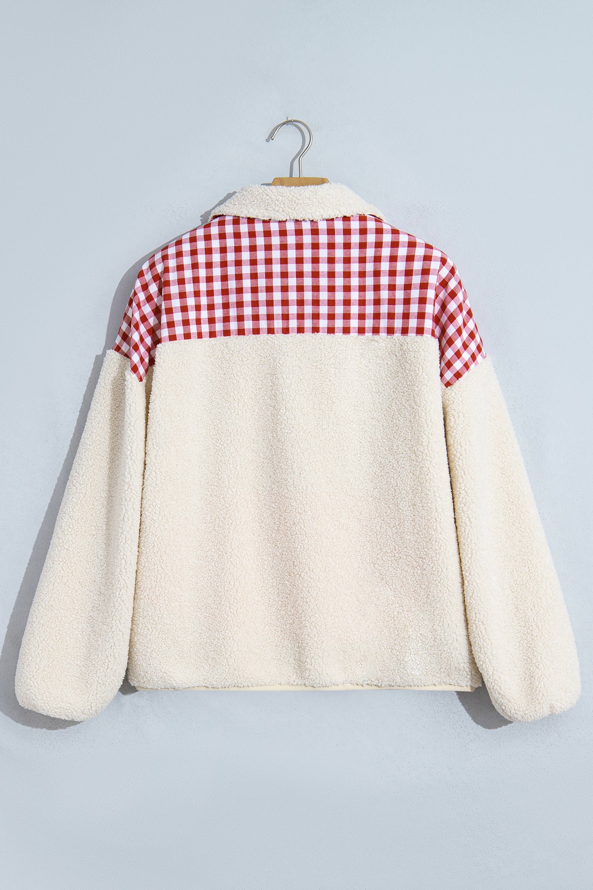 White Plush Plaid Patchwork Merry Christmas Sweatshirt