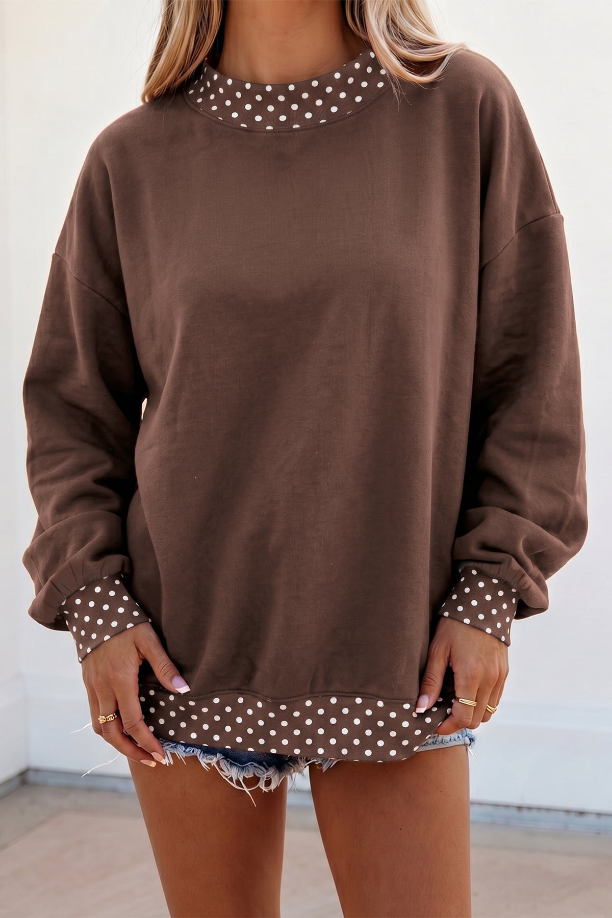 Tillandsia Purple Polka Dot Oversized Sweatshirt