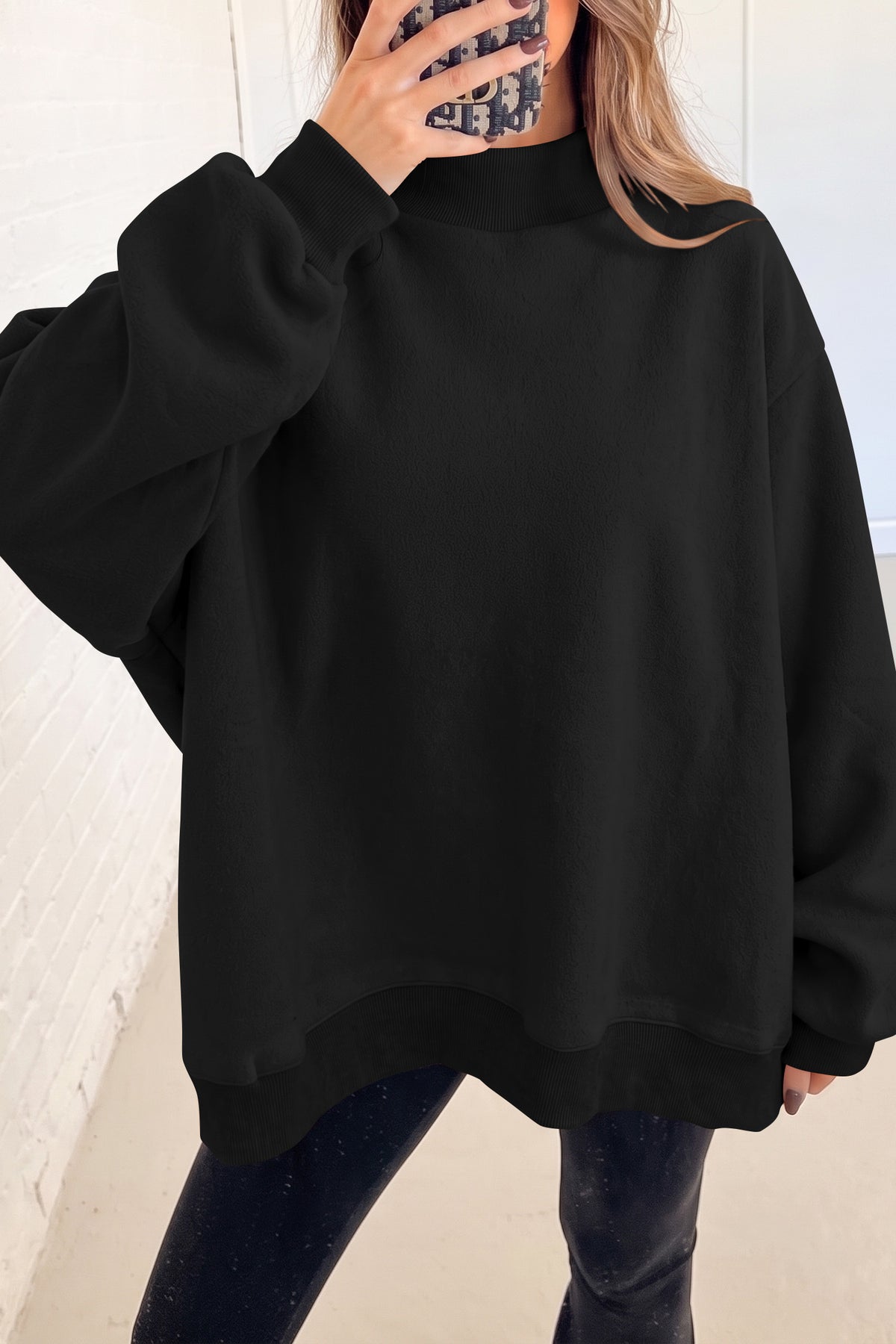 Bluing Oversize Reversible Mock Neck Sweatshirt