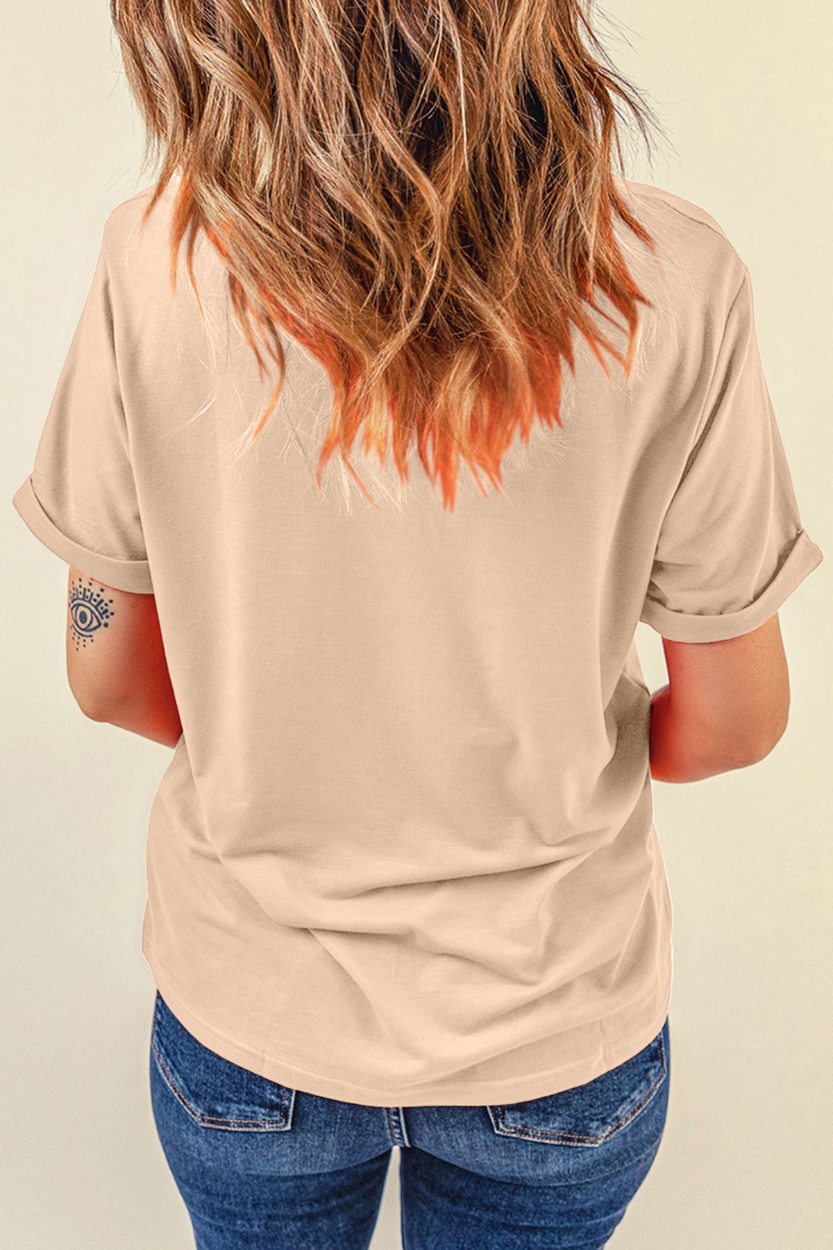 Khaki DARLIN Camo Letter Print Crewneck T-Shirt
