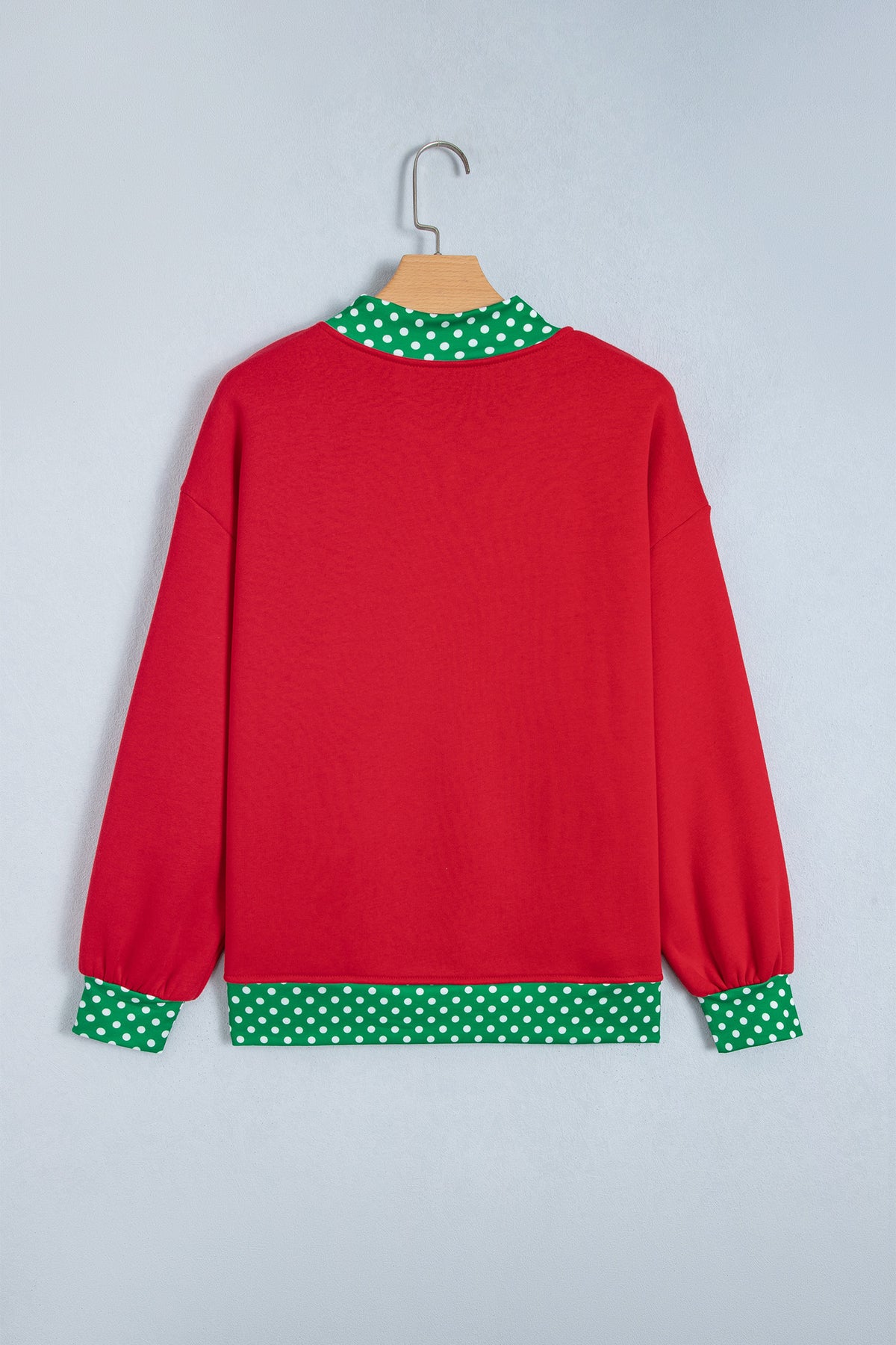 Dirty blue Polka Dot Letter Print Mock Neck Sweatshirt