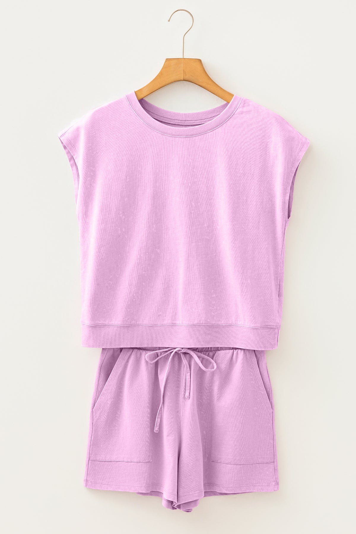 Women's Orchid Bouquet Mineral Wash Cotton Shorts Two-Piece Set