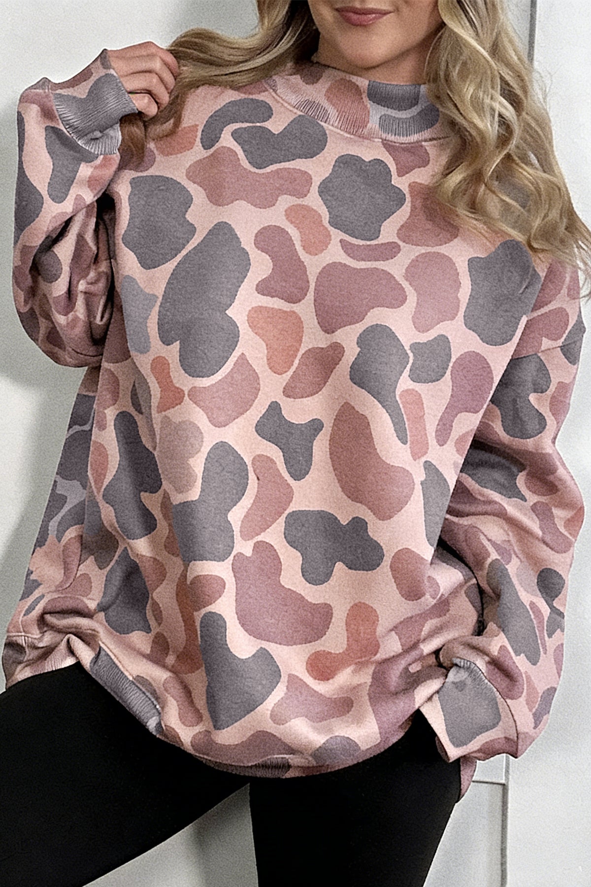 Sky Blue Camouflage Western Style Sweatshirt
