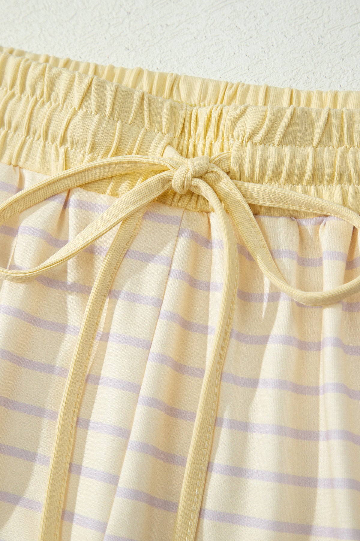 Women's Yellow Stripe Relaxed Tee Shorts Two-Piece Outfit Set