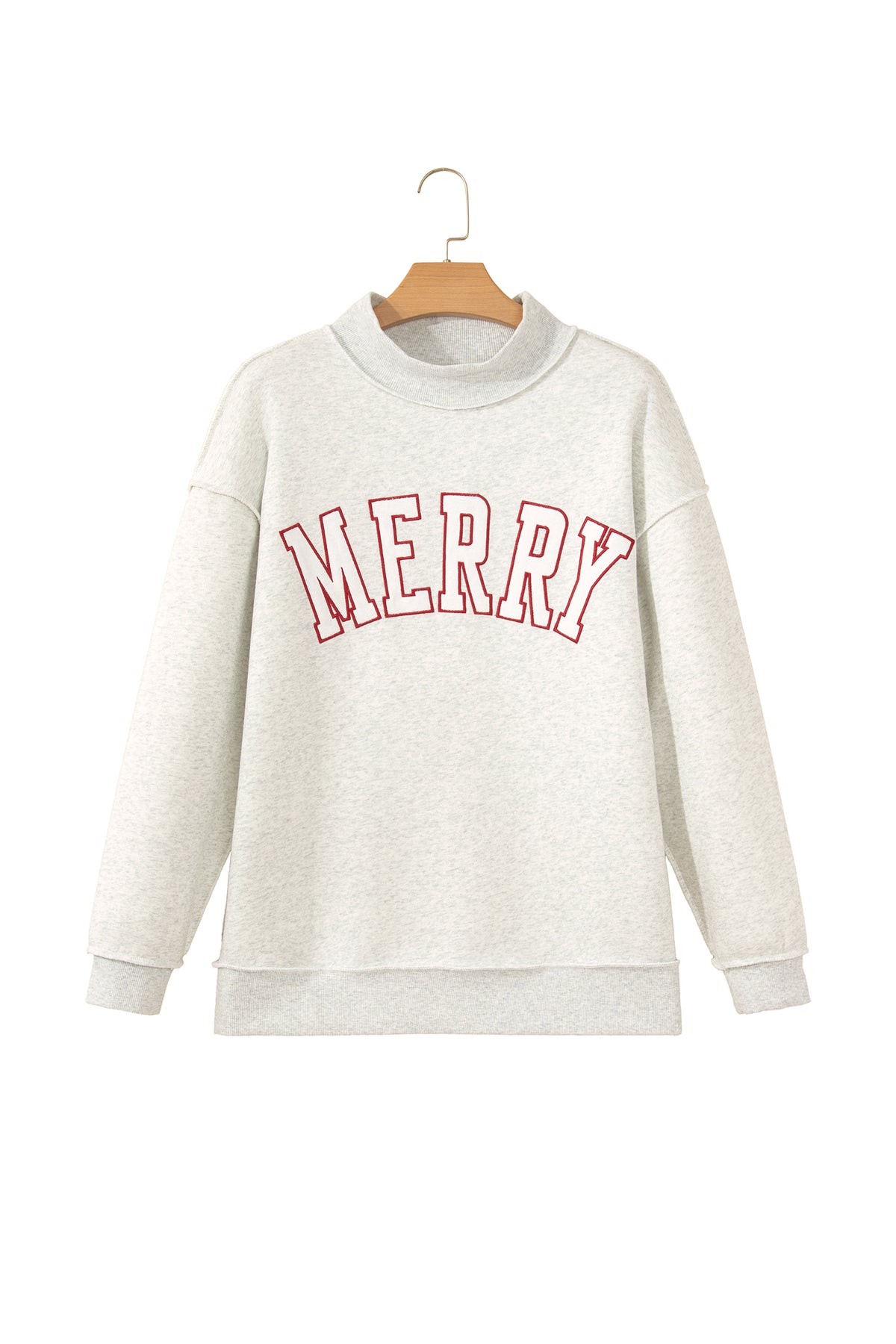 Blackish Green MERRY Embroidered Letter High Neck Tunic Sweatshirt
