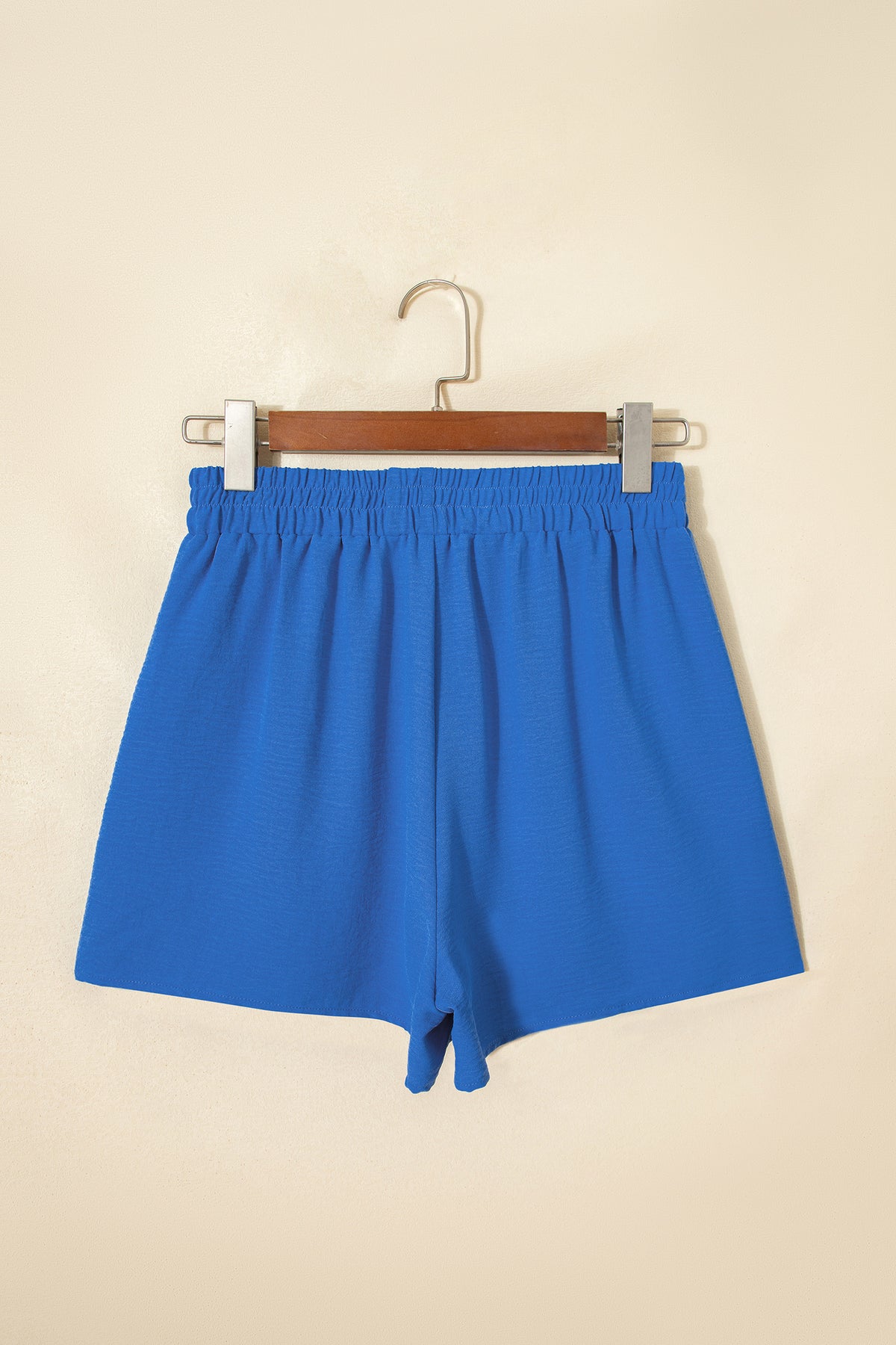 Sky Blue Solid Elastic Waist Casual Skort