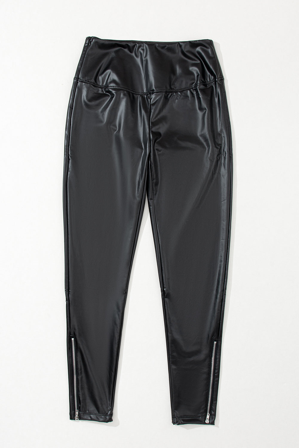 Black Faux Leather Zipped Leggings