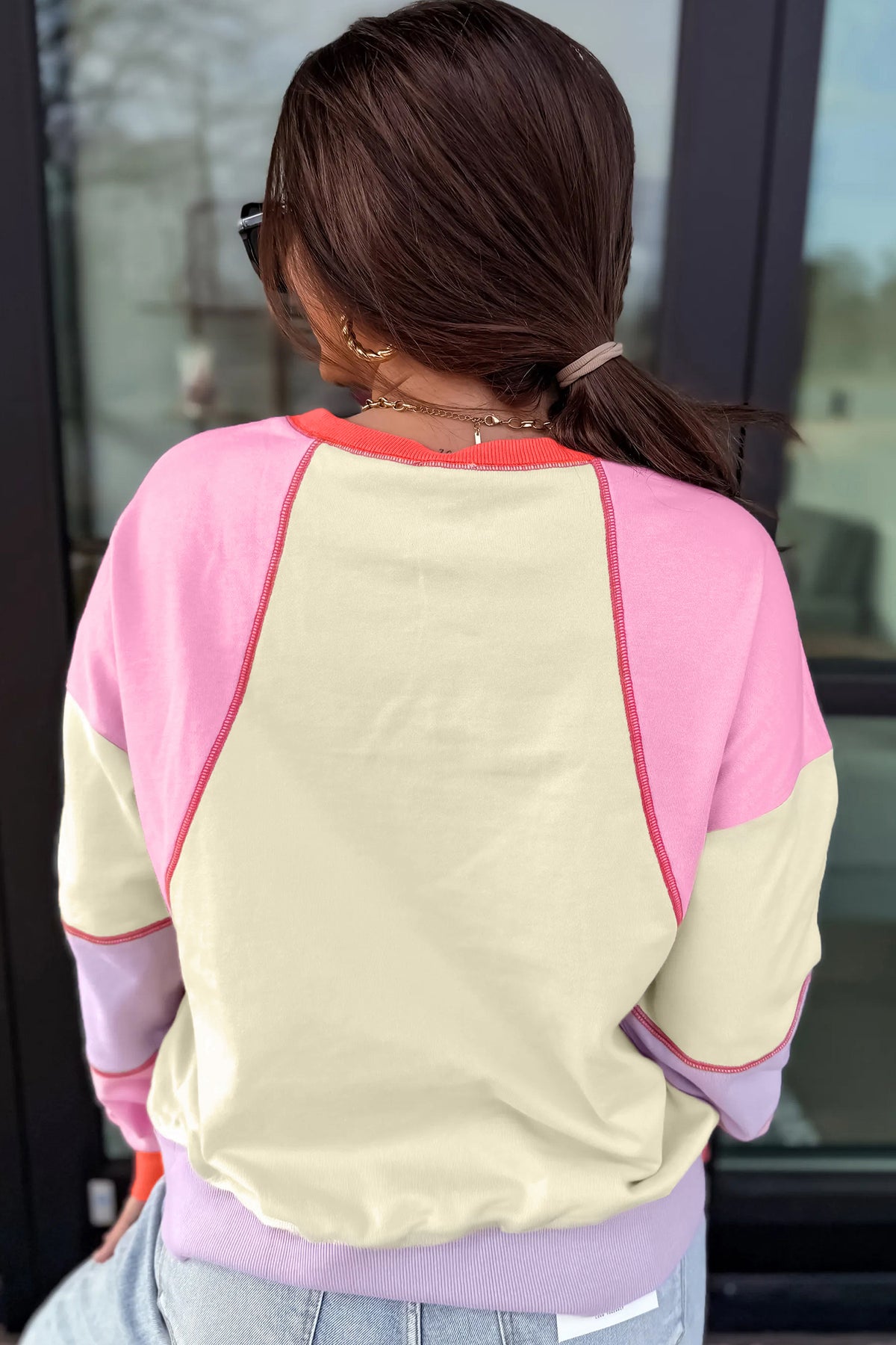Multicolour Exposed Seam Colorblock Patchwork Top