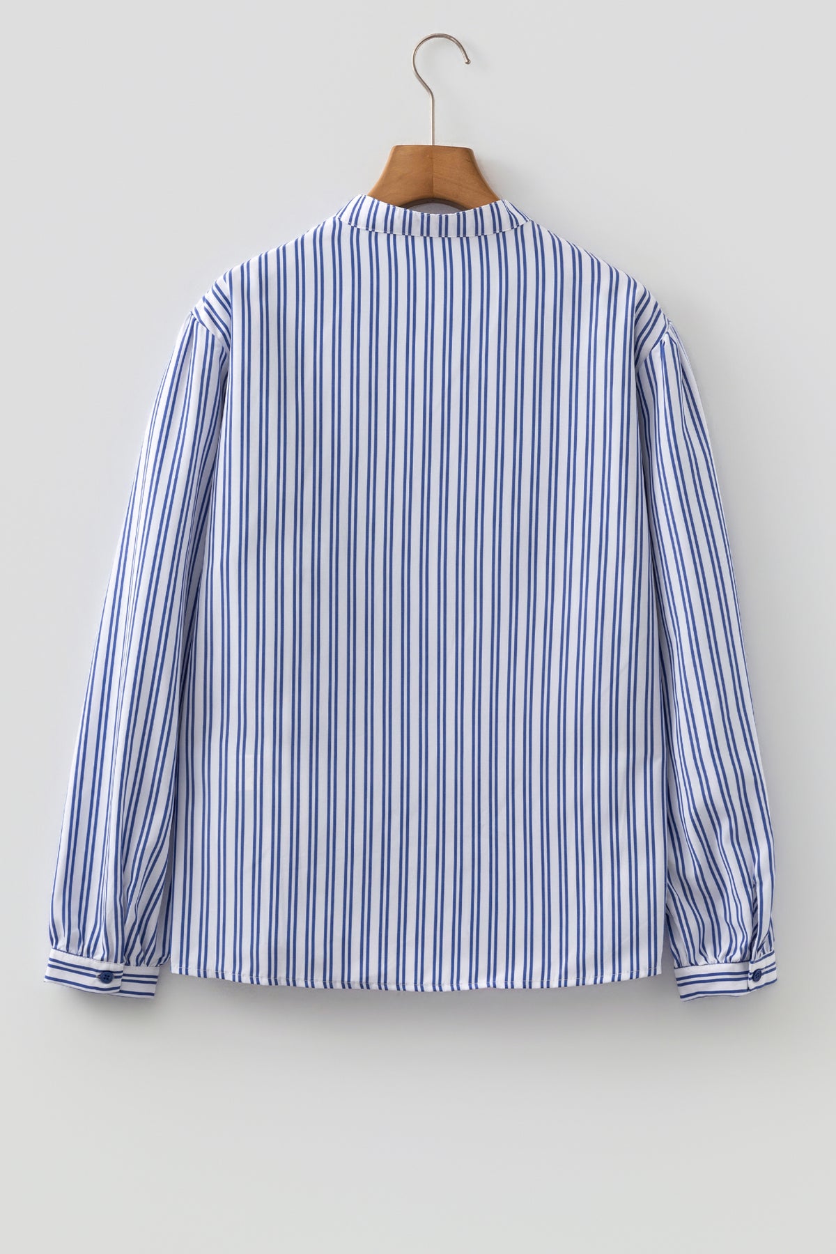 Blue Stripe Embroidered Button Front Shirt