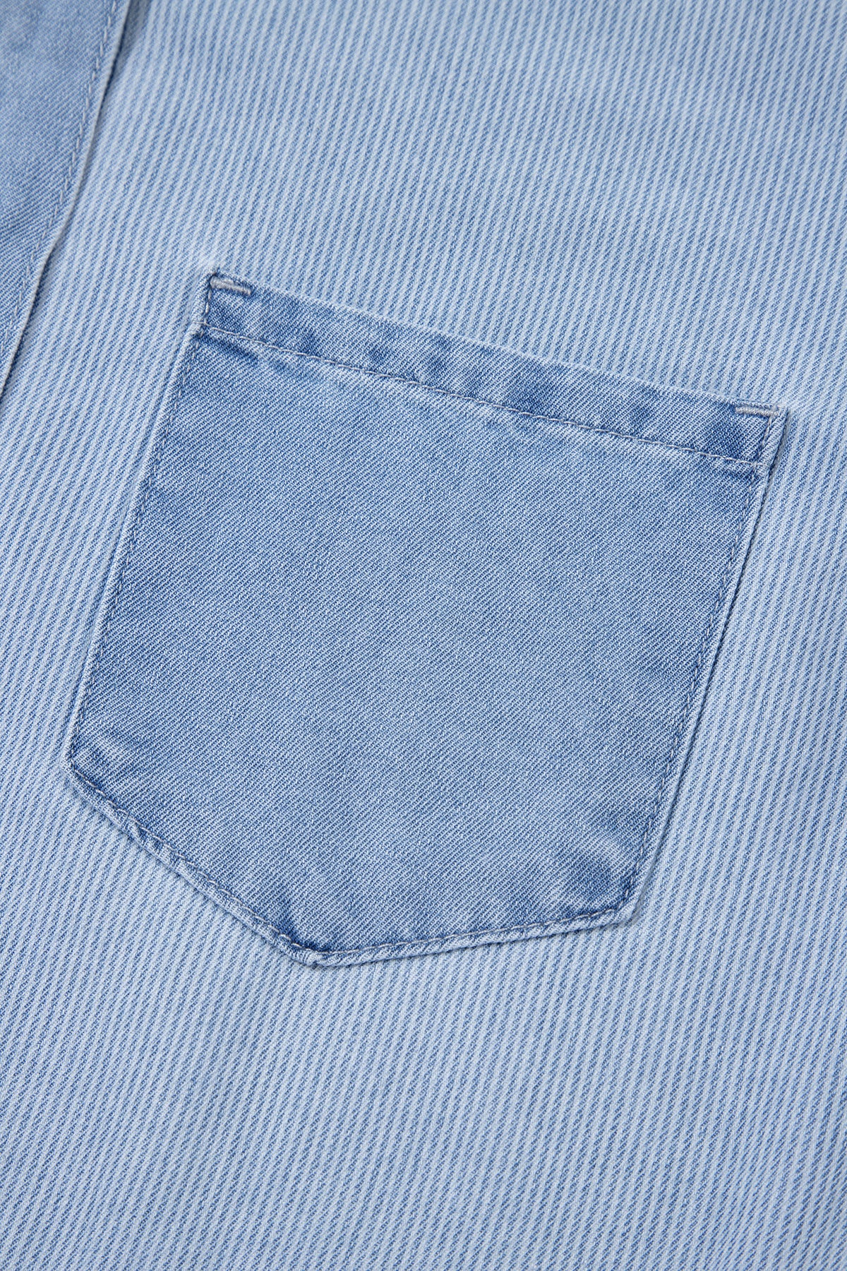 Beau Blue Lightweight Denim Striped Button Down Shacket