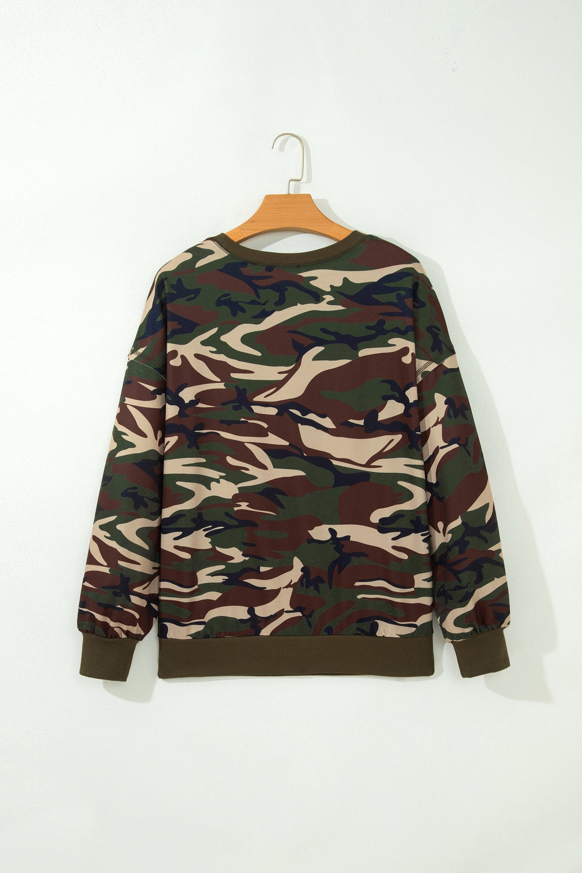 Multicolour Camouflage Print Round Neck Sweatshirt