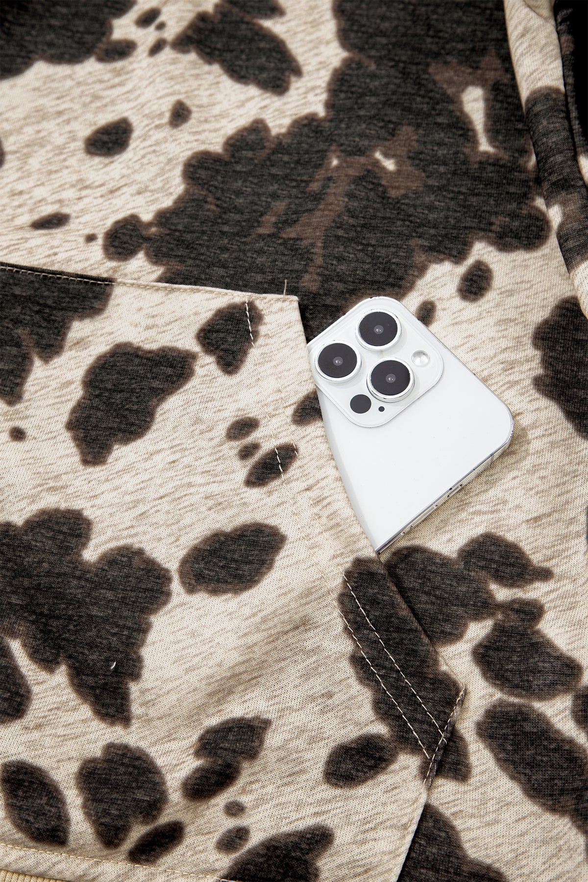 Multicolor Western Cow Print Pocket Hoodie