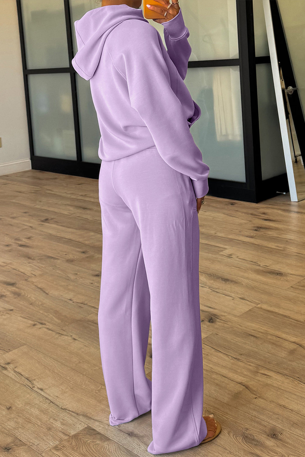 Women's Jet Stream Half Zip Thumbhole Sleeve Hoodie Active Pants Two-Piece Outfit Set