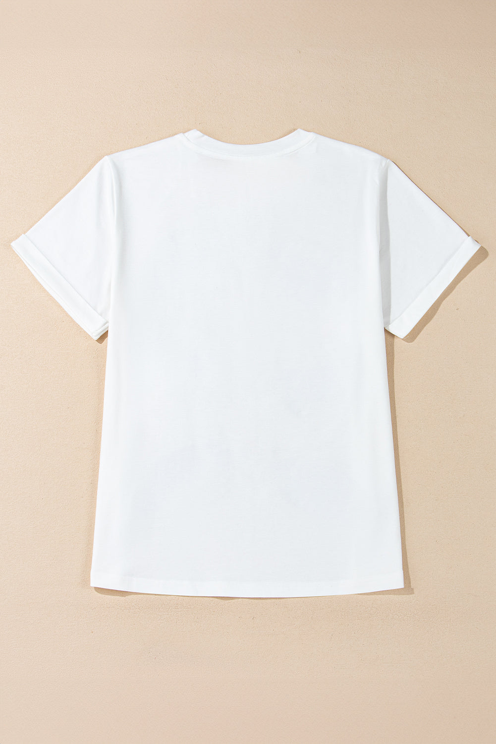 White Sequined Rugby Football Graphic Cotton T-Shirt