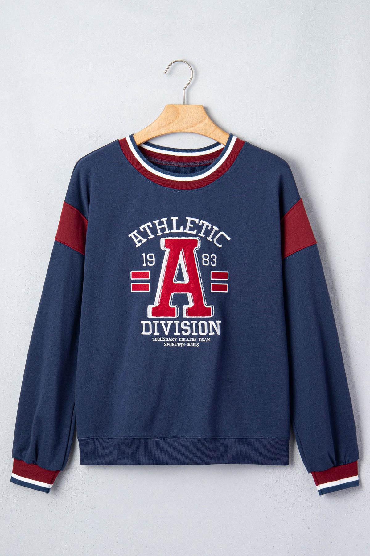 Sail Blue Patchwork Round Neck Sweatshirt