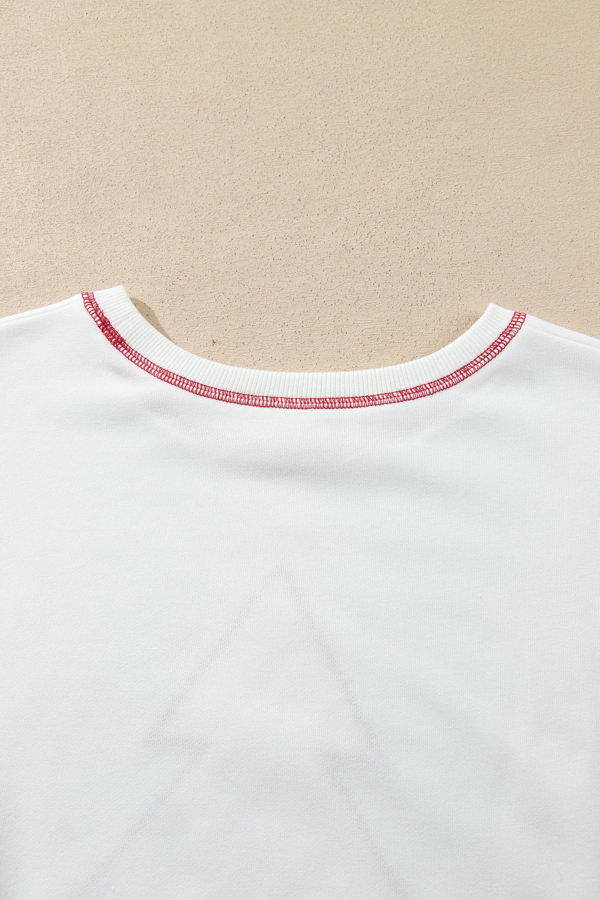 White Striped Contrast Christmas Tree Puff Sleeve Top