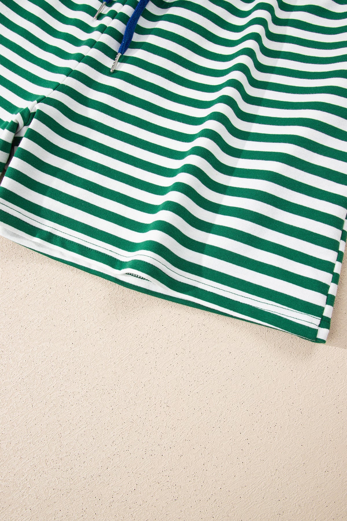 Green Stripe Boxy Tee Drawstring Elastic-Waist Plus Size Shorts Set