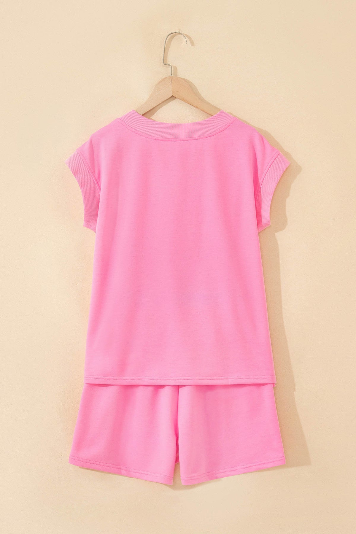 Women's Sachet Pink V-Neck Short-Sleeve Top & Shorts Two-Piece Set