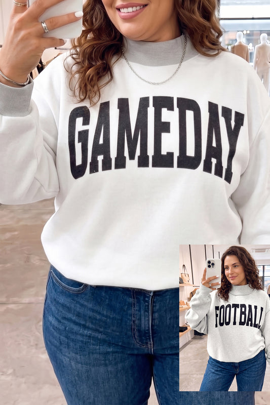 Light Grey GAME DAY/ FOOTBALL Letter Print Sweatshirt