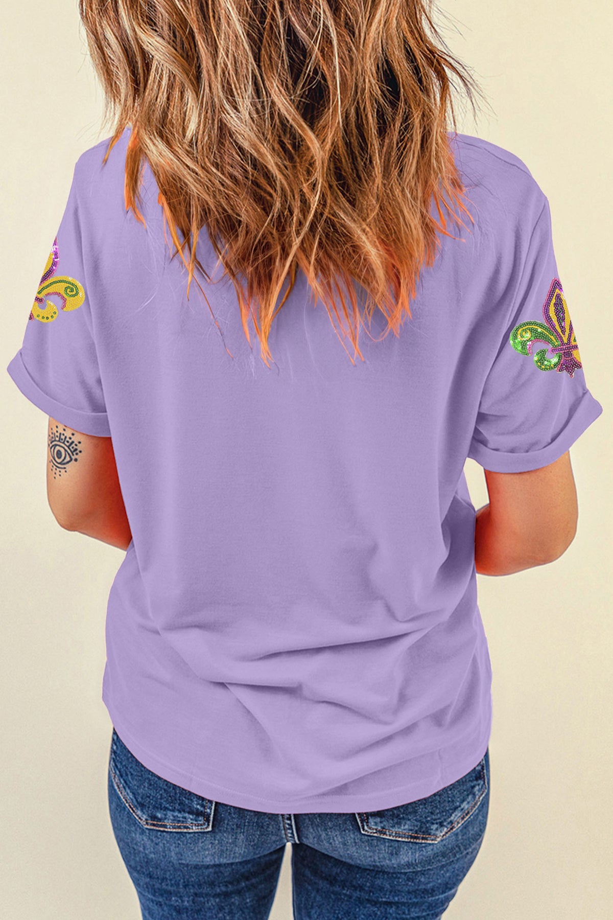 Wisteria Mardi Gras Sequined Pattern Holiday T-Shirt