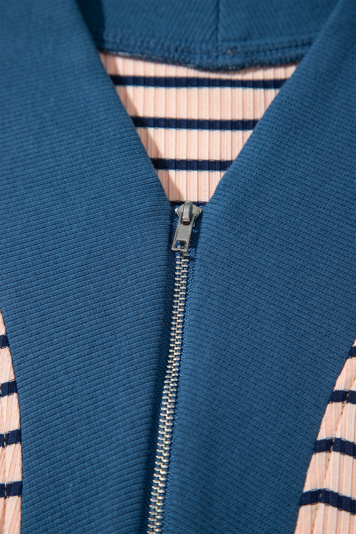 Pink Stripe Striped Color-Block V-Neck Long-Sleeve Plus Size Set