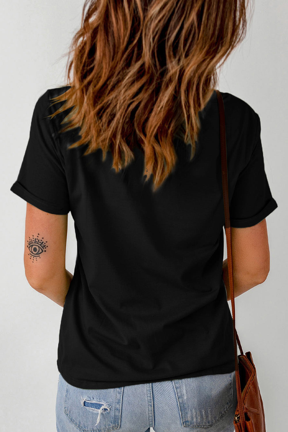 Black Rhinestone Mardi Gras Letter Graphic T-Shirt